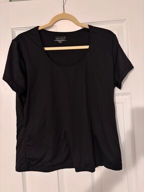 Tahari Modern Essentials scoop neck short sleeve black Nylon Elastane  size XL